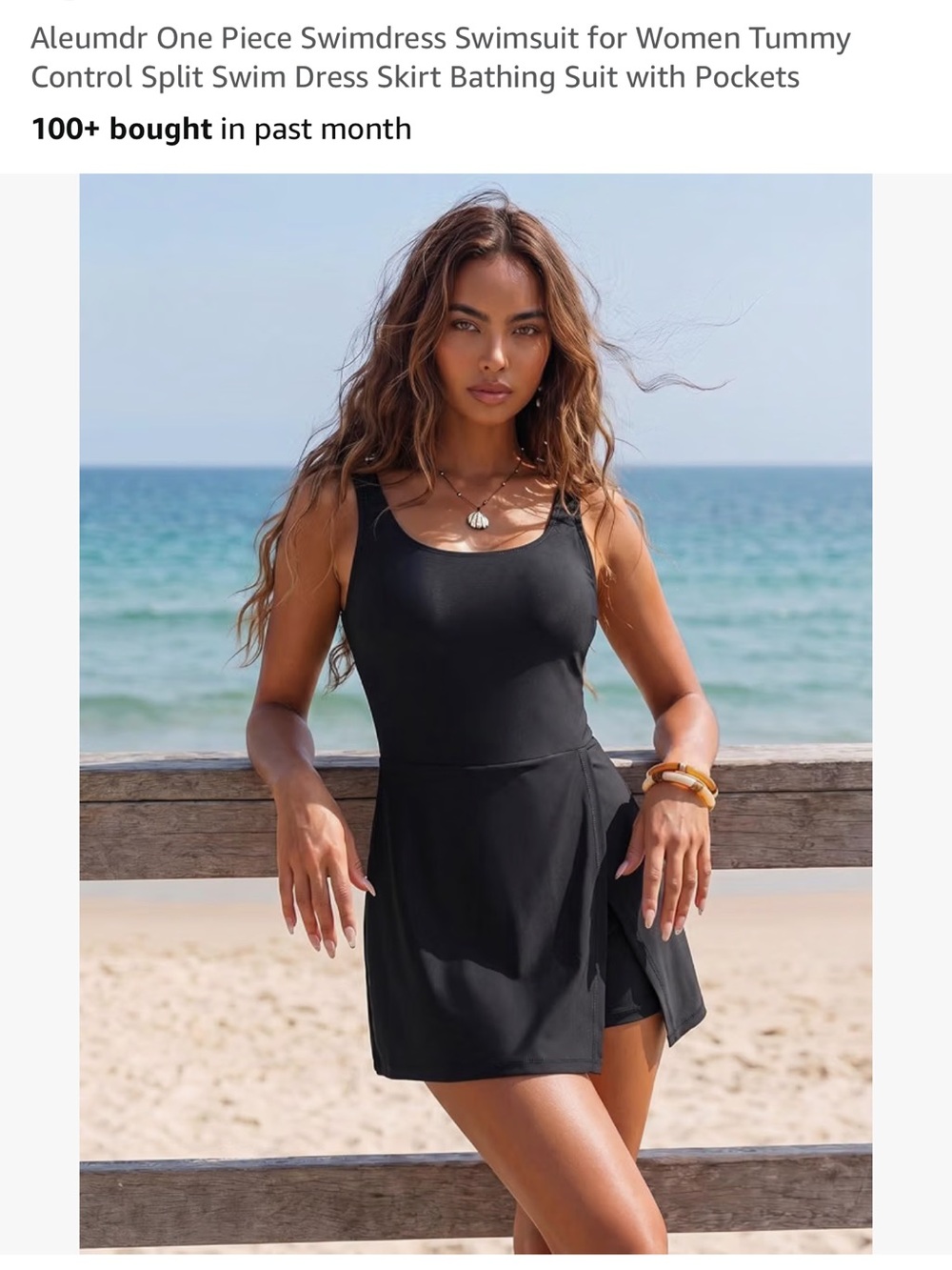Aleumdr Black One-Piece Swimdress for Women - Flattering Skirted Swimsuit